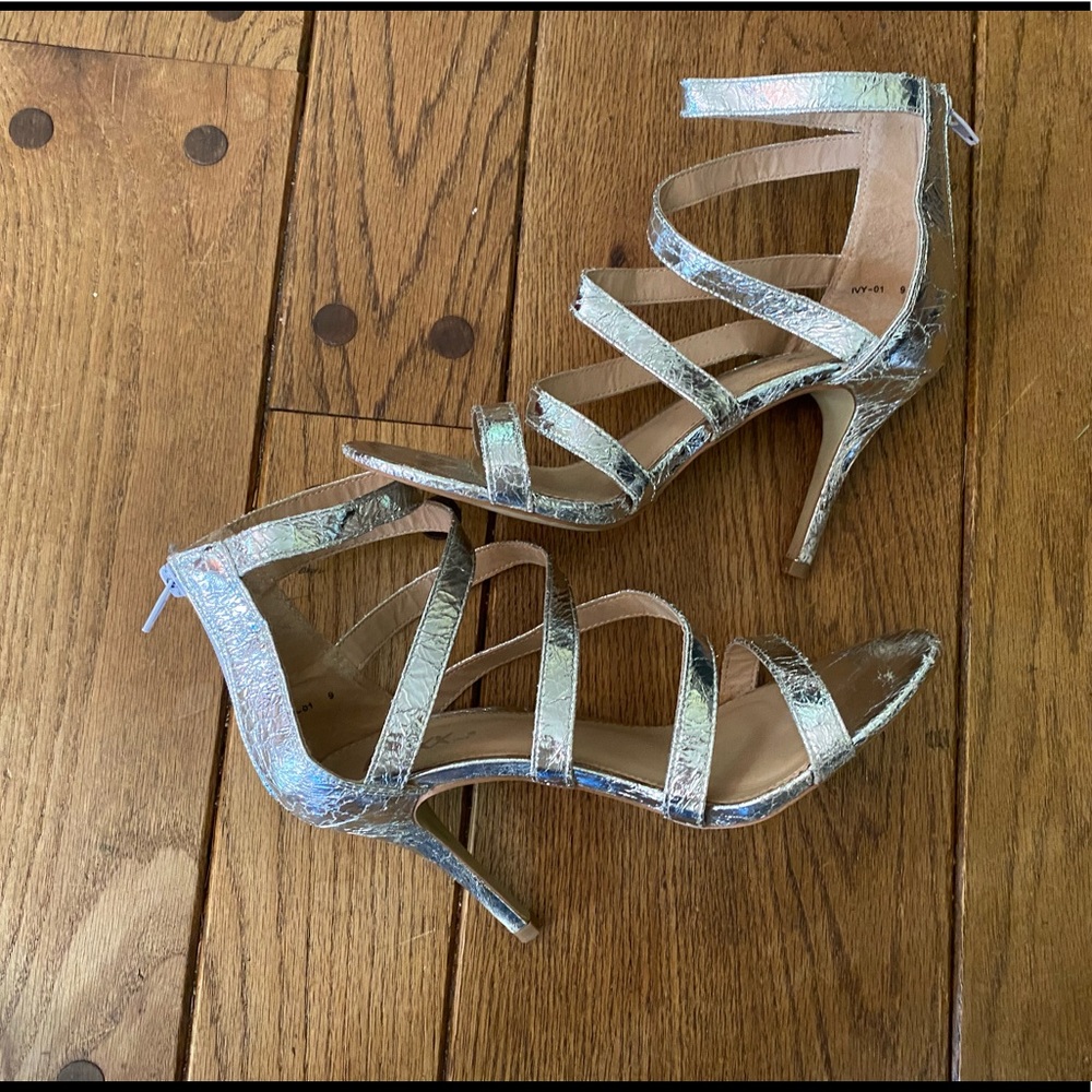 Silver Strappy Heels